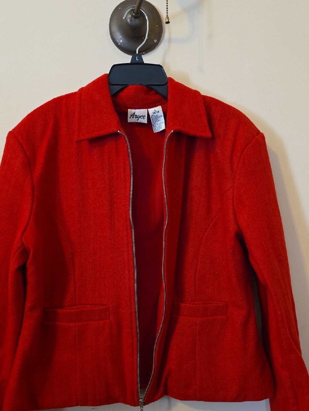 Agora Women's Red Zip-Front Pea Coat